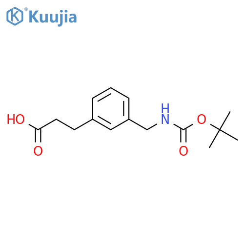 3-3-({(tert-butoxy)carbonylamino}methyl)phenylpropanoic acid structure