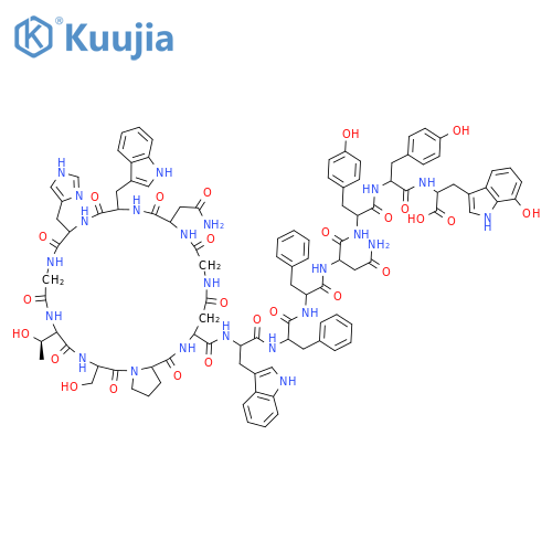 L-Tryptophan, glycyl-L-asparaginyl-L-tryptophyl-L-histidylglycyl-L-threonyl-L-seryl-L-prolyl-L-α-aspartyl-L-tryptophyl-L-phenylalanyl-L-phenylalanyl-L-asparaginyl-L-tyrosyl-L-tyrosyl-7-hydroxy-, cyclic (9→1)-peptide (9CI) structure