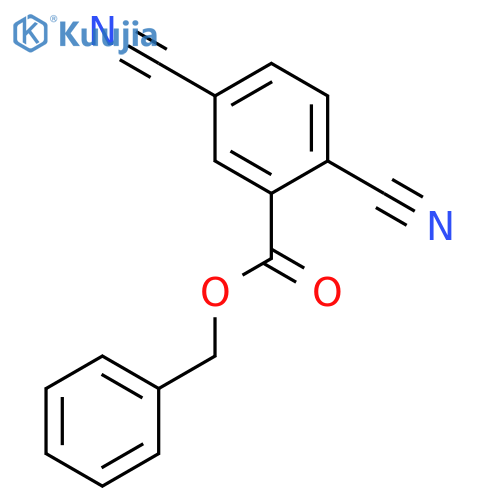 Benzoic acid, 2,5-dicyano-, phenylmethyl ester structure