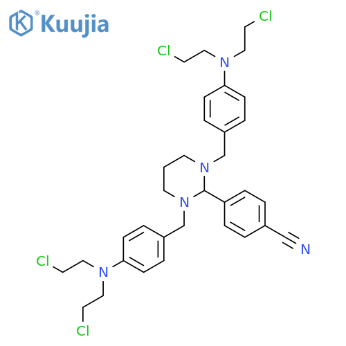 Benzonitrile, 4-[1,3-bis[[4-[bis(2-chloroethyl)amino]phenyl]methyl]hexahydro-2-pyrimidinyl]- structure