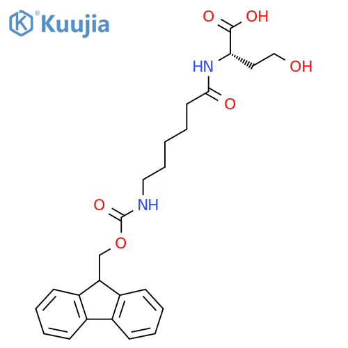 (2S)-2-[6-({[(9H-fluoren-9-yl)methoxy]carbonyl}amino)hexanamido]-4-hydroxybutanoic acid structure