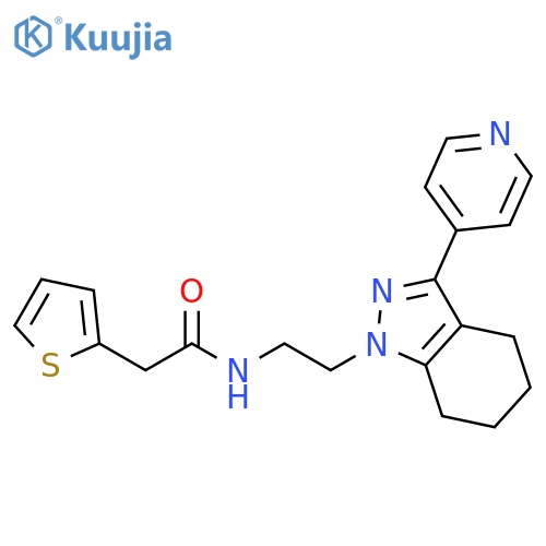 N-{2-[3-(pyridin-4-yl)-4,5,6,7-tetrahydro-1H-indazol-1-yl]ethyl}-2-(thiophen-2-yl)acetamide structure
