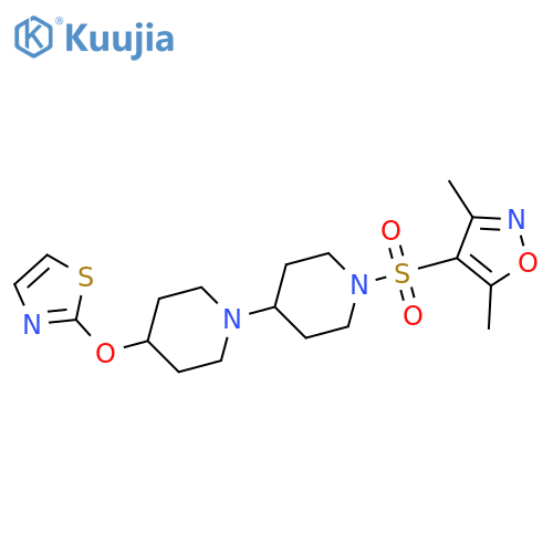 1'-[(3,5-dimethyl-1,2-oxazol-4-yl)sulfonyl]-4-(1,3-thiazol-2-yloxy)-1,4'-bipiperidine structure