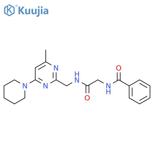 N-{4-methyl-6-(piperidin-1-yl)pyrimidin-2-ylmethyl}-2-(phenylformamido)acetamide structure