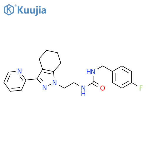 1-[(4-fluorophenyl)methyl]-3-{2-[3-(pyridin-2-yl)-4,5,6,7-tetrahydro-1H-indazol-1-yl]ethyl}urea structure