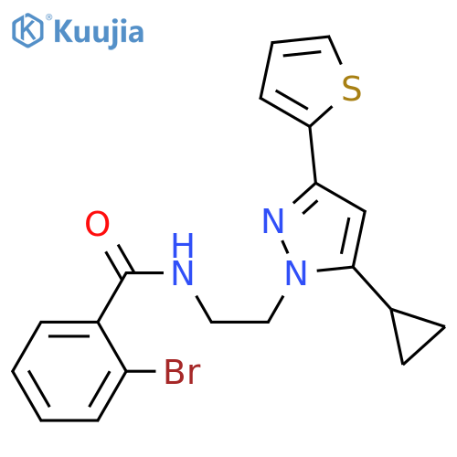 2-bromo-N-{2-[5-cyclopropyl-3-(thiophen-2-yl)-1H-pyrazol-1-yl]ethyl}benzamide structure