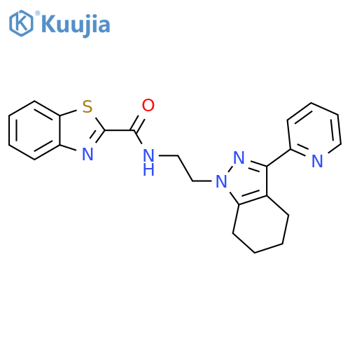 N-{2-[3-(pyridin-2-yl)-4,5,6,7-tetrahydro-1H-indazol-1-yl]ethyl}-1,3-benzothiazole-2-carboxamide structure