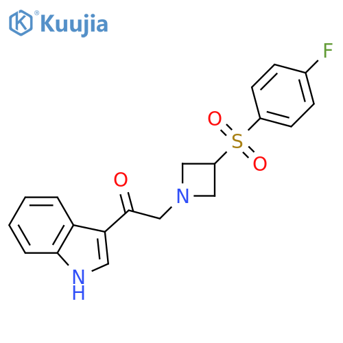 1-3-(4-fluorobenzenesulfonyl)azetidin-1-yl-2-(1H-indol-3-yl)ethan-1-one structure