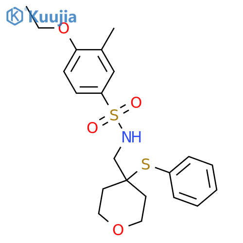 4-ethoxy-3-methyl-N-{[4-(phenylsulfanyl)oxan-4-yl]methyl}benzene-1-sulfonamide structure