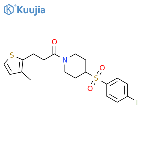 1-[4-(4-fluorobenzenesulfonyl)piperidin-1-yl]-3-(3-methylthiophen-2-yl)propan-1-one structure