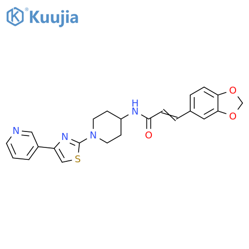 3-(1,3-Benzodioxol-5-yl)-N-[1-[4-(3-pyridinyl)-2-thiazolyl]-4-piperidinyl]-2-propenamide structure