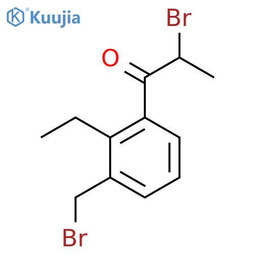 2-Bromo-1-(3-(bromomethyl)-2-ethylphenyl)propan-1-one structure