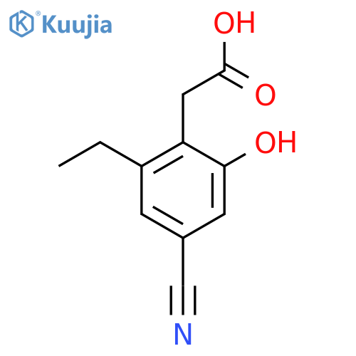 4-Cyano-2-ethyl-6-hydroxyphenylacetic acid structure