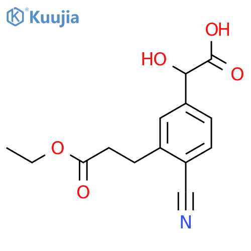 4-Cyano-3-(3-ethoxy-3-oxopropyl)mandelic acid structure