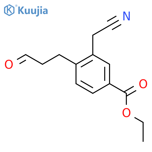 Ethyl 3-(cyanomethyl)-4-(3-oxopropyl)benzoate structure