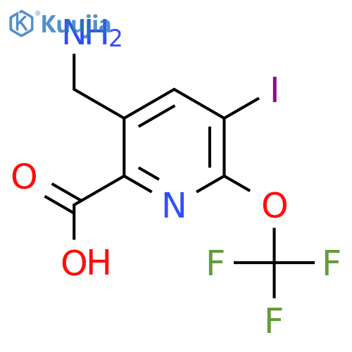 3-(Aminomethyl)-5-iodo-6-(trifluoromethoxy)pyridine-2-carboxylic acid structure