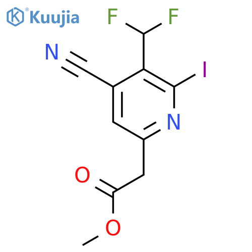 Methyl 4-cyano-3-(difluoromethyl)-2-iodopyridine-6-acetate structure