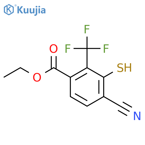 Ethyl 4-cyano-3-mercapto-2-(trifluoromethyl)benzoate structure