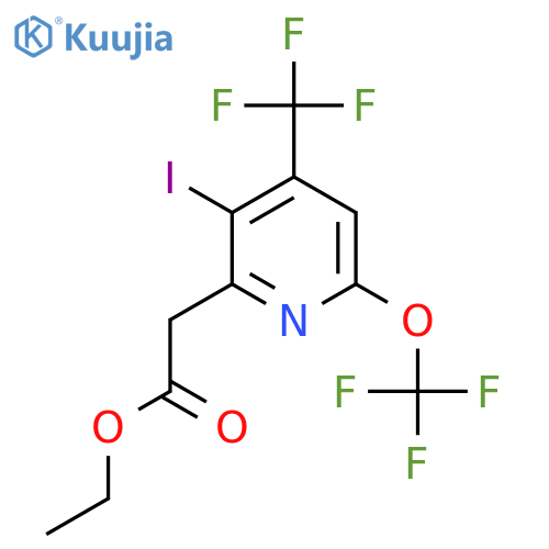 Ethyl 3-iodo-6-(trifluoromethoxy)-4-(trifluoromethyl)pyridine-2-acetate structure