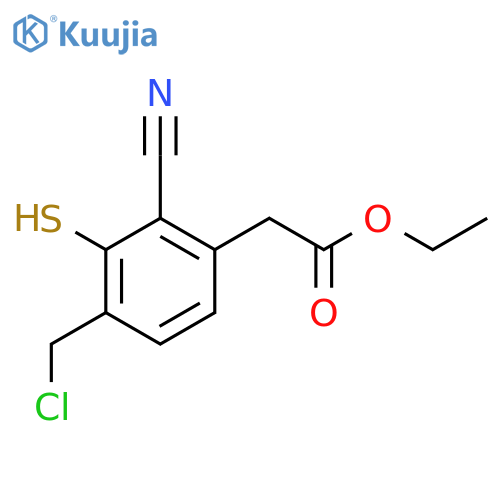 Ethyl 4-chloromethyl-2-cyano-3-mercaptophenylacetate structure