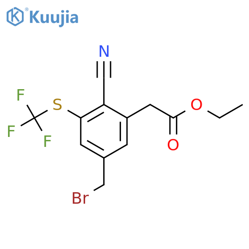 Ethyl 5-bromomethyl-2-cyano-3-(trifluoromethylthio)phenylacetate structure