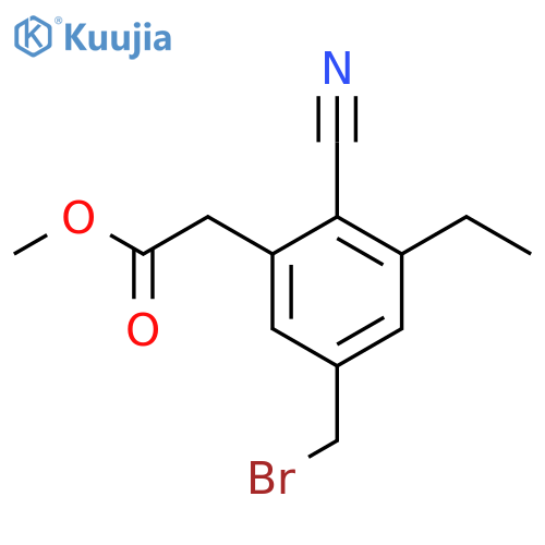 Methyl 5-bromomethyl-2-cyano-3-ethylphenylacetate structure