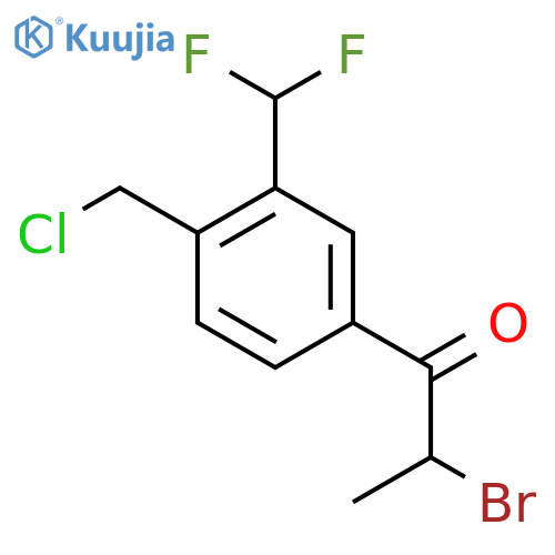 2-Bromo-1-(4-(chloromethyl)-3-(difluoromethyl)phenyl)propan-1-one structure
