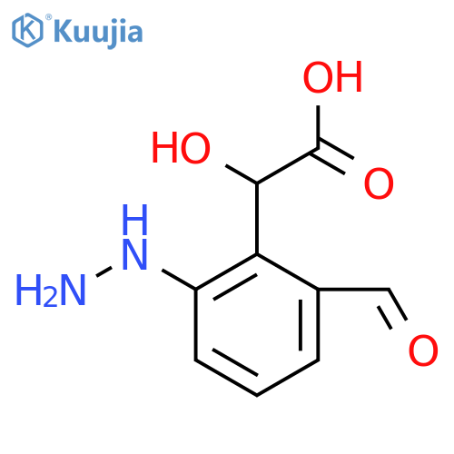 2-Formyl-6-hydrazinylmandelic acid structure
