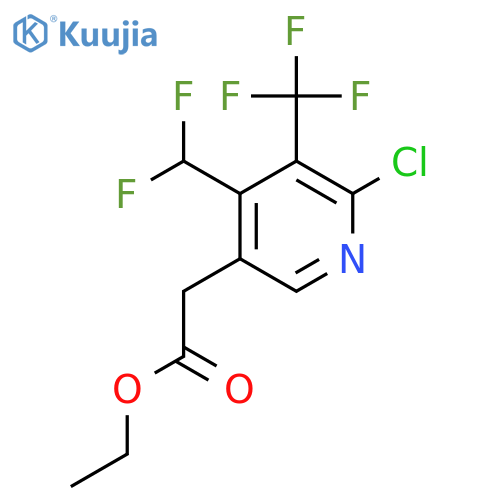 Ethyl 2-chloro-4-(difluoromethyl)-3-(trifluoromethyl)pyridine-5-acetate structure