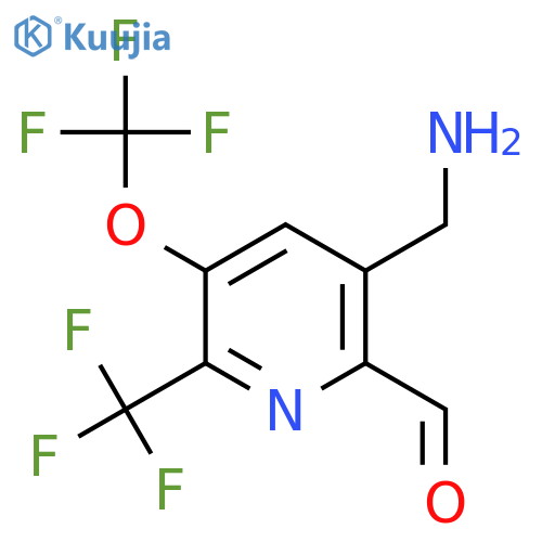 3-(Aminomethyl)-5-(trifluoromethoxy)-6-(trifluoromethyl)pyridine-2-carboxaldehyde structure