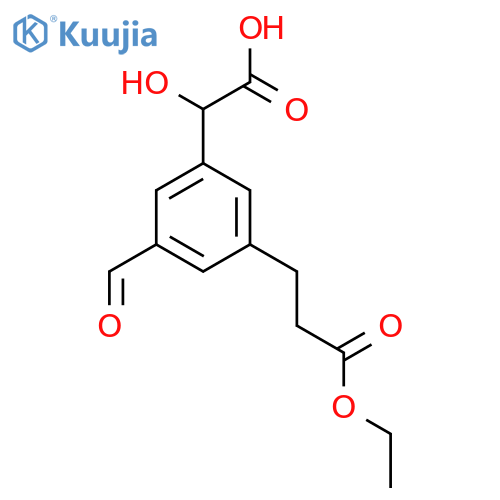 3-(3-Ethoxy-3-oxopropyl)-5-formylmandelic acid structure