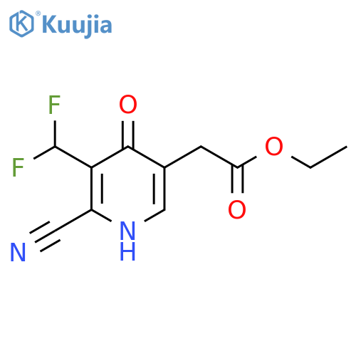 Ethyl 2-cyano-3-(difluoromethyl)-4-hydroxypyridine-5-acetate structure