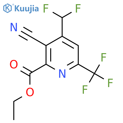 Ethyl 3-cyano-4-(difluoromethyl)-6-(trifluoromethyl)pyridine-2-carboxylate structure