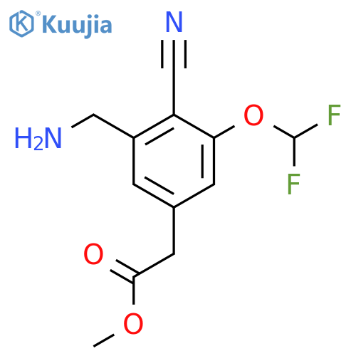 Methyl 3-aminomethyl-4-cyano-5-(difluoromethoxy)phenylacetate structure