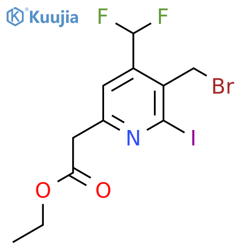 Ethyl 3-(bromomethyl)-4-(difluoromethyl)-2-iodopyridine-6-acetate structure