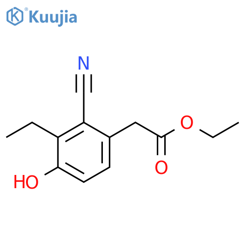 Ethyl 2-cyano-3-ethyl-4-hydroxyphenylacetate structure