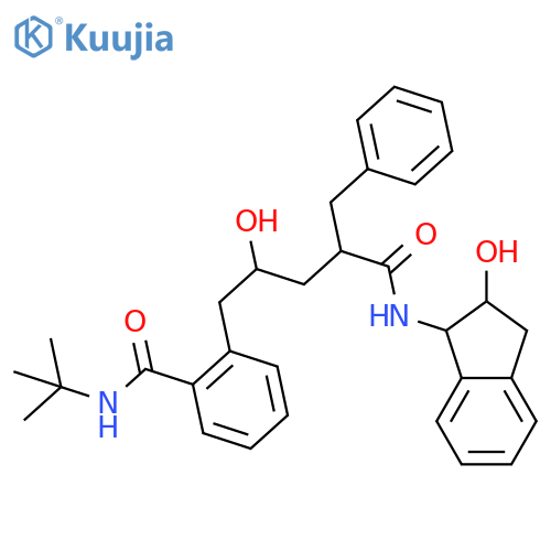 2-[(2S,4R)-4-benzyl-2-hydroxy-5-{[(2R)-2-hydroxy-2,3-dihydro-1H-inden-1-yl]amino}-5-oxopentyl]-N-tert-butylbenzamide structure