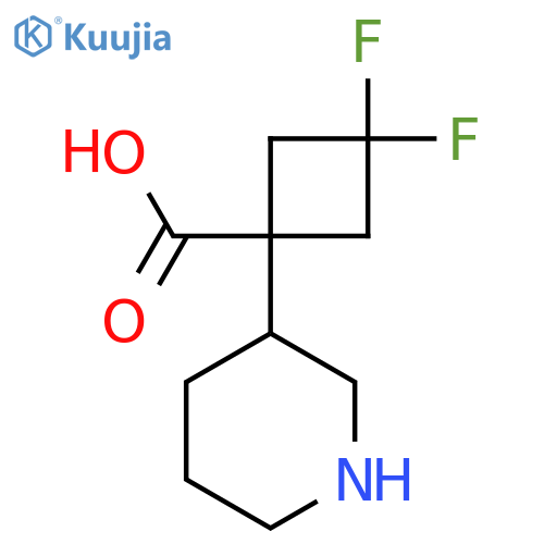 3,3-difluoro-1-(piperidin-3-yl)cyclobutane-1-carboxylic acid structure