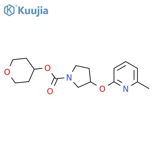 tetrahydro-2H-pyran-4-yl 3-((6-methylpyridin-2-yl)oxy)pyrrolidine-1-carboxylate structure