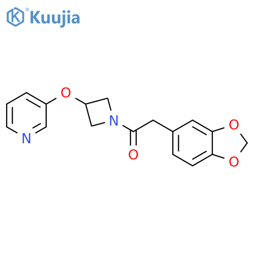 2-(2H-1,3-benzodioxol-5-yl)-1-3-(pyridin-3-yloxy)azetidin-1-ylethan-1-one structure