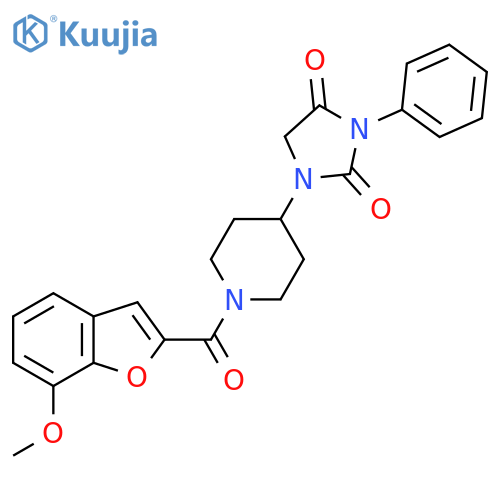1-1-(7-methoxy-1-benzofuran-2-carbonyl)piperidin-4-yl-3-phenylimidazolidine-2,4-dione structure