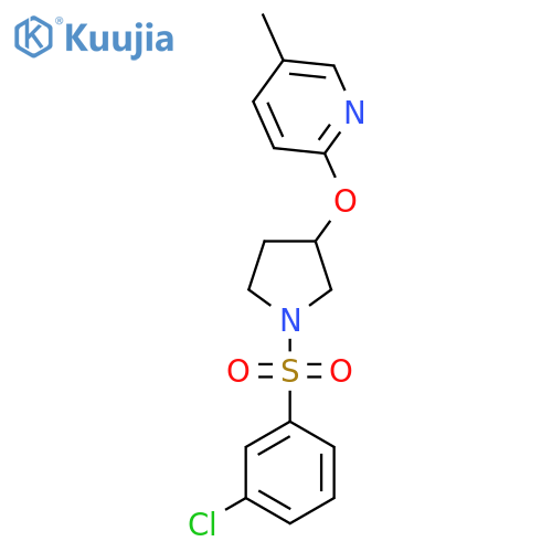 2-((1-((3-Chlorophenyl)sulfonyl)pyrrolidin-3-yl)oxy)-5-methylpyridine structure
