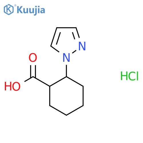 2-(1H-pyrazol-1-yl)cyclohexane-1-carboxylic acid hydrochloride structure