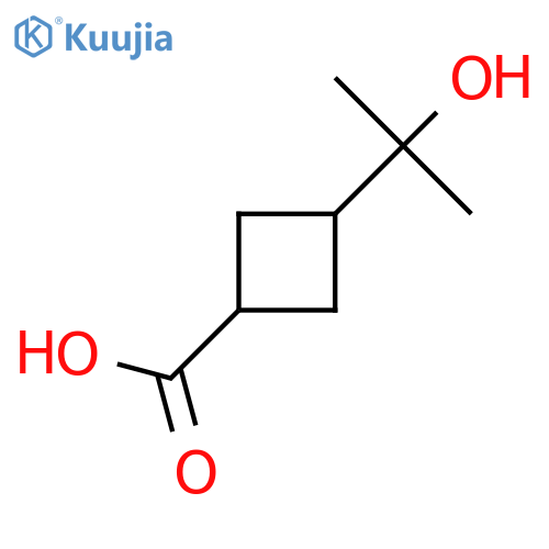 trans-3-(2-hydroxypropan-2-yl)cyclobutane-1-carboxylic acid structure