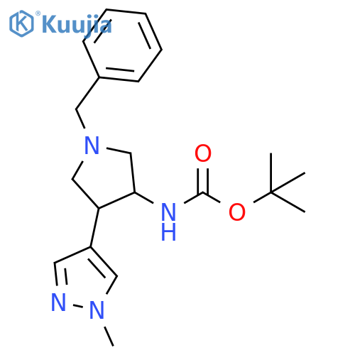 tert-butyl N-1-benzyl-4-(1-methyl-1H-pyrazol-4-yl)pyrrolidin-3-ylcarbamate structure