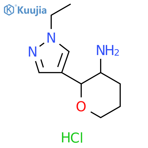 2-(1-ethyl-1H-pyrazol-4-yl)oxan-3-amine dihydrochloride structure