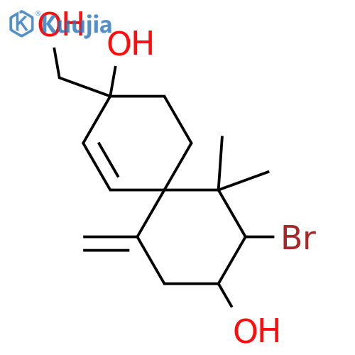 10-Bromo-1,7(14)-chamigradiene-3,9,15-triol; (3R,6S,9R,10S)-form structure