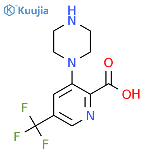 3-Piperazin-1-yl-5-(trifluoromethyl)pyridine-2-carboxylic acid structure