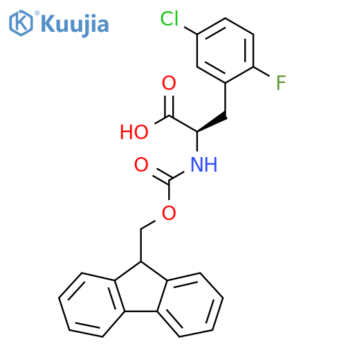 (2R)-3-(5-chloro-2-fluorophenyl)-2-({(9H-fluoren-9-yl)methoxycarbonyl}amino)propanoic acid structure