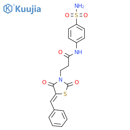 3-(5Z)-2,4-dioxo-5-(phenylmethylidene)-1,3-thiazolidin-3-yl-N-(4-sulfamoylphenyl)propanamide structure